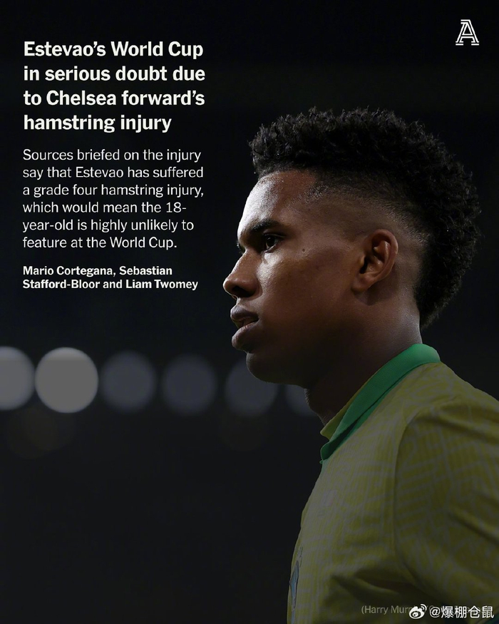 切尔西18岁新星埃斯特旺重伤或无缘美加墨世界杯